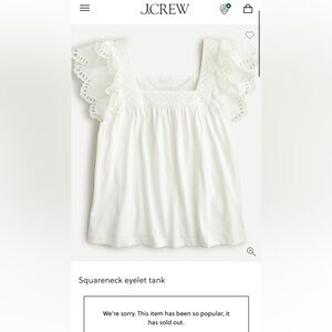 J. Crew Squareneck Eyelet Top White XS Flutter Sleeve